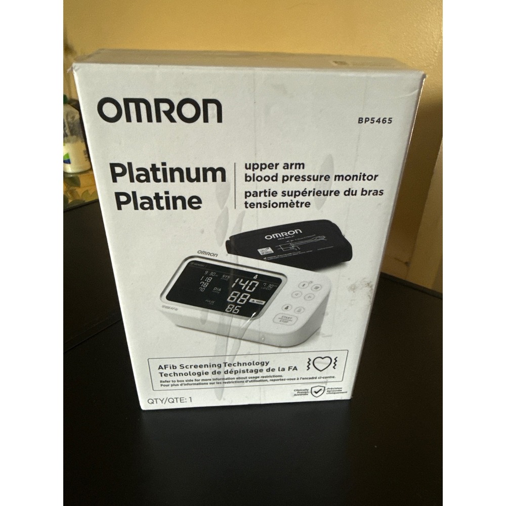 Omron Platinum Upper Arm Blood Pressure Monitor AFib Screening BP5465 White New